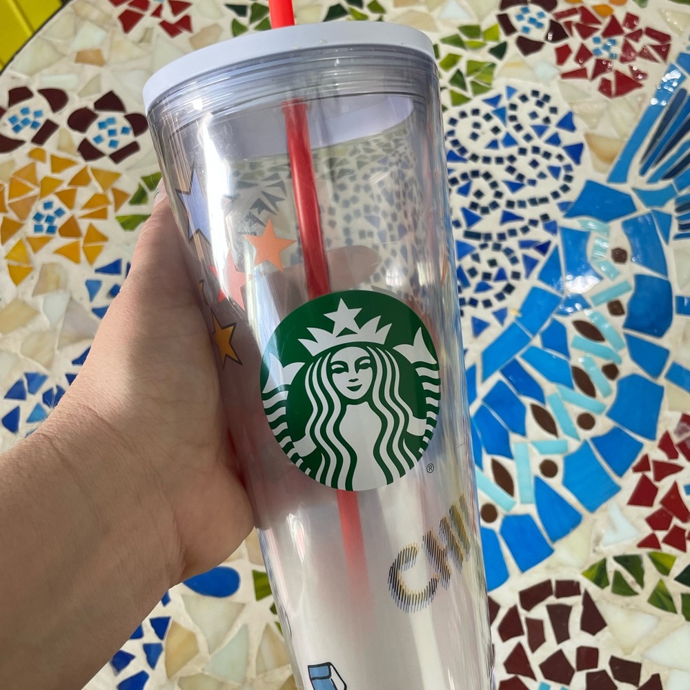 Starbucks Clear Tumbler with Red Straw